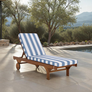 Safavieh Newport Lounge Chair - Stylish Black Stripe Design For Ultimate Comfort In Any Outdoor Space Natural ,Baby Blue Stripe Acacia ,Polyester,Foam Pat7316u