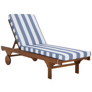 Safavieh Newport Lounge Chair - Stylish Black Stripe Design For Ultimate Comfort In Any Outdoor Space Natural ,Baby Blue Stripe Acacia ,Polyester,Foam Pat7316u