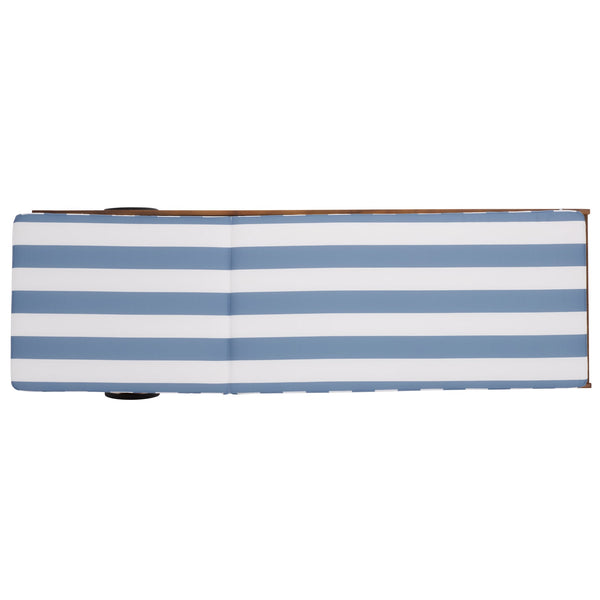 Safavieh Newport Lounge Chair - Stylish Black Stripe Design For Ultimate Comfort In Any Outdoor Space Natural ,Baby Blue Stripe Acacia ,Polyester,Foam Pat7316u