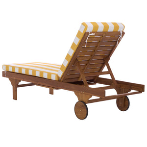 Safavieh Newport Lounge Chair - Stylish Black Stripe Design For Ultimate Comfort In Any Outdoor Space Natural ,Yellow Stripe Acacia ,Polyester,Foam Pat7316y