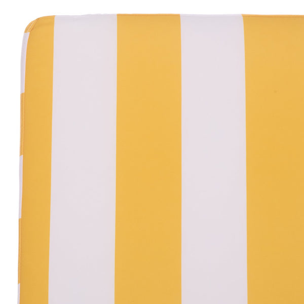 Safavieh Newport Lounge Chair - Stylish Black Stripe Design For Ultimate Comfort In Any Outdoor Space Natural ,Yellow Stripe Acacia ,Polyester,Foam Pat7316y