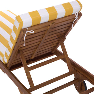 Safavieh Newport Lounge Chair - Stylish Black Stripe Design For Ultimate Comfort In Any Outdoor Space Natural ,Yellow Stripe Acacia ,Polyester,Foam Pat7316y