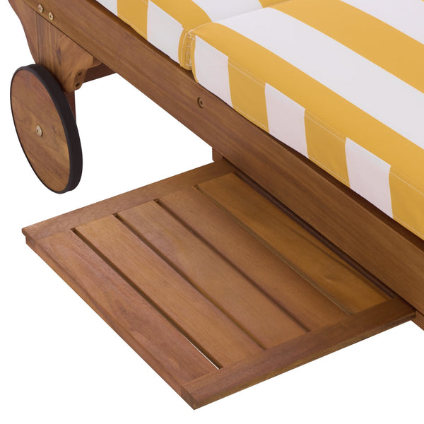 Safavieh Newport Lounge Chair - Stylish Black Stripe Design For Ultimate Comfort In Any Outdoor Space Natural ,Yellow Stripe Acacia ,Polyester,Foam Pat7316y