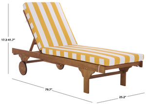 Safavieh Newport Lounge Chair - Stylish Black Stripe Design For Ultimate Comfort In Any Outdoor Space Natural ,Yellow Stripe Acacia ,Polyester,Foam Pat7316y