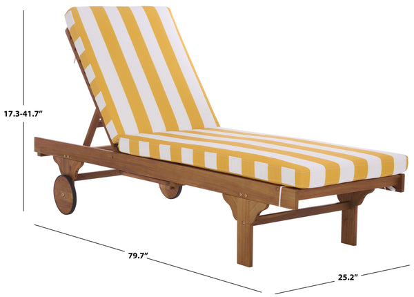 Safavieh Newport Lounge Chair - Stylish Black Stripe Design For Ultimate Comfort In Any Outdoor Space Natural ,Yellow Stripe Acacia ,Polyester,Foam Pat7316y