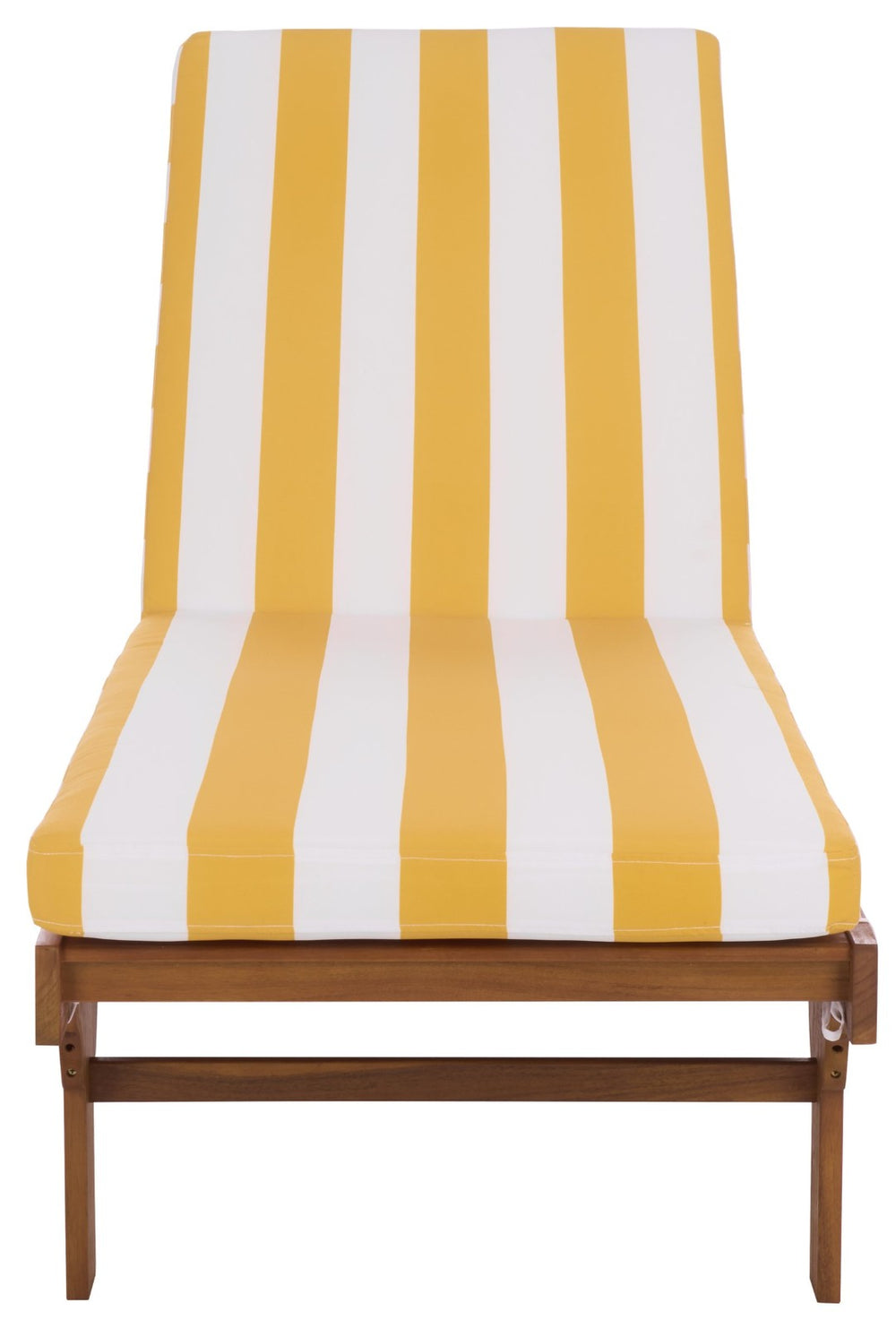 Safavieh NEWPORT Lounge Chair - Coastal-Inspired Design with Durable Acacia Wood Frame for Outdoor Relaxation Natural / Yellow Stripe PAT7316Y