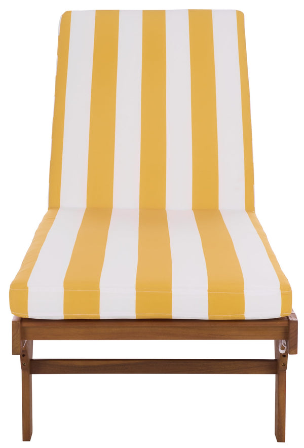 Safavieh Newport Lounge Chair - Stylish Black Stripe Design For Ultimate Comfort In Any Outdoor Space Natural ,Yellow Stripe Acacia ,Polyester,Foam Pat7316y