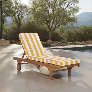 Safavieh Newport Lounge Chair - Stylish Black Stripe Design For Ultimate Comfort In Any Outdoor Space Natural ,Yellow Stripe Acacia ,Polyester,Foam Pat7316y