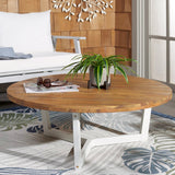 Safavieh Leo Round Coffee Table 3 Legs Natural / White PAT7319A