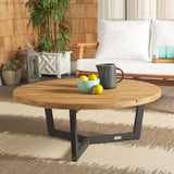 Safavieh Leo Round Coffee Table 3 Legs Natural / Black PAT7319B