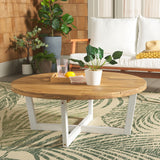 Safavieh Leo Round Coffee Table 4 Legs Natural / White PAT7320A