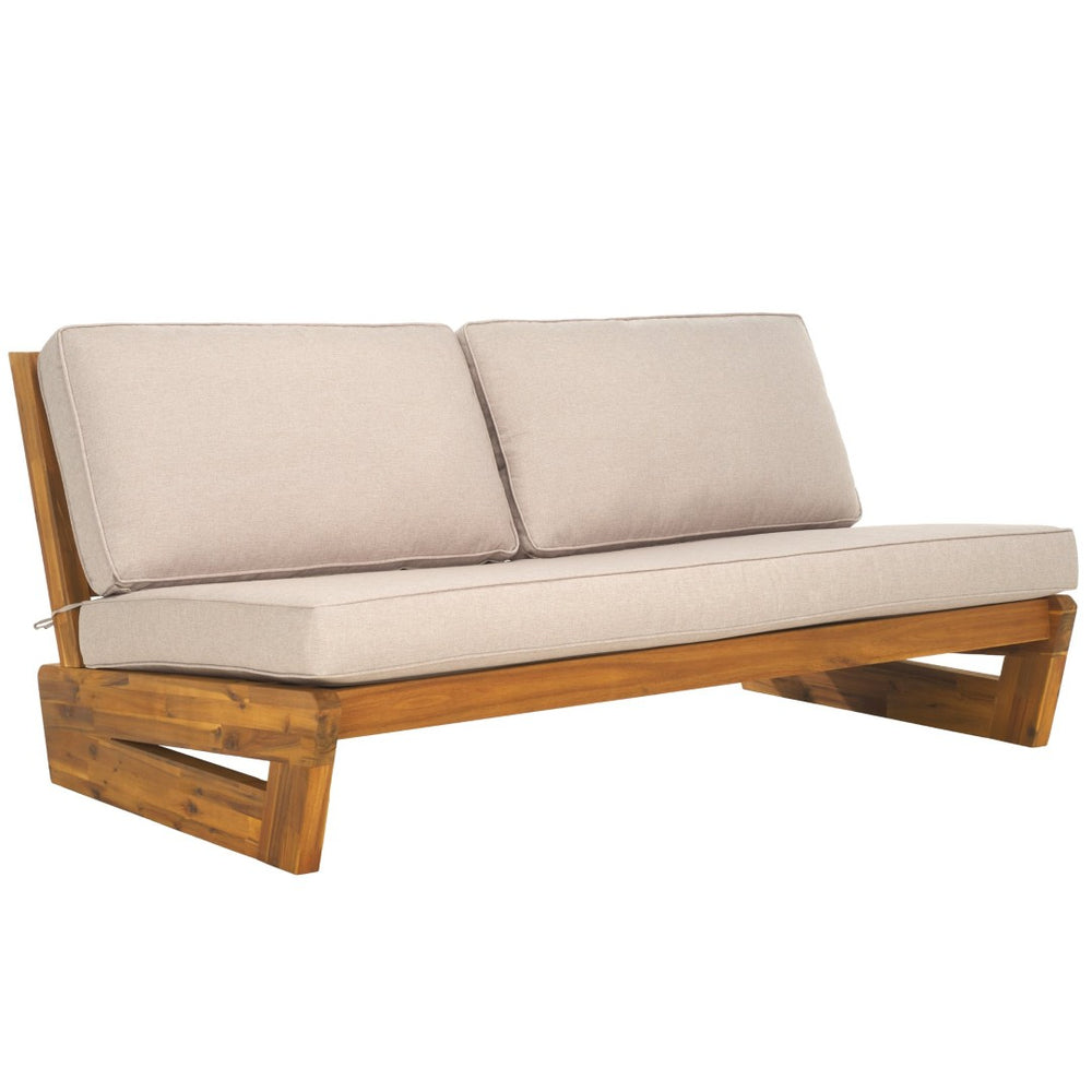 Safavieh CHESTER 2-Seater Outdoor Sofa - Natural Acacia Frame with Light Grey Cushions for Modern Relaxation PAT7322E