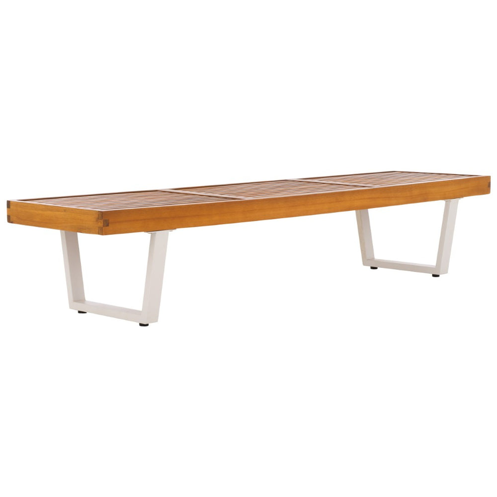 Safavieh HEATHER 72" Bench - Stylish Minimalist Seating for Entryways, Patios, and Dining Spaces Natural / White PAT7327A