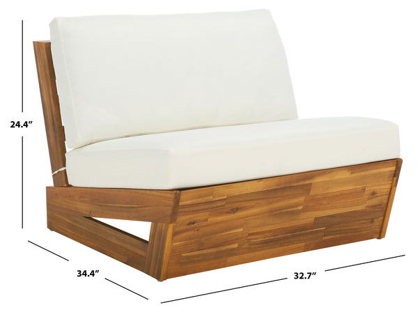 Safavieh Dune Lounge Chair Set - Stylish Acacia Wood Duo With Weather-resistant Cushions For Outdoor Comfort Natural ,Beige  Pat7328a-set2