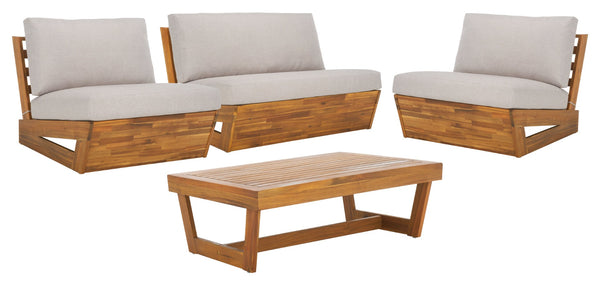 Safavieh LYNN Sofa - Contemporary Comfort for Indoor & Outdoor Spaces, Versatile Style for Cozy Living Areas Natural / Light Grey PAT7329B