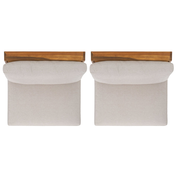 Safavieh Dune Lounge Chair Set - Stylish Acacia Wood Duo With Weather-resistant Cushions For Outdoor Comfort Natural ,Light Grey  Pat7328b-set2