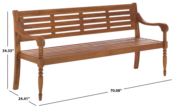 Kanger Bench In Solid Acacia Wood With Weather-Resistant Finish — Timeless Outdoor Seating, 70" DàI