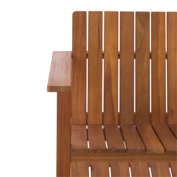 Safavieh FALLON Chair and Ottoman Set in Natural Acacia – Stylish Comfort for Your Outdoor Living Space PAT7333A