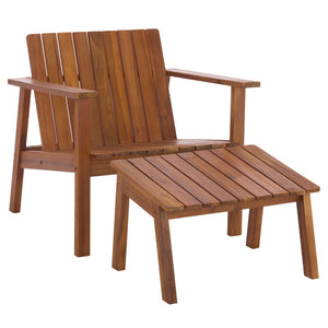 Safavieh FALLON Chair and Ottoman Set in Natural Acacia – Stylish Comfort for Your Outdoor Living Space PAT7333A