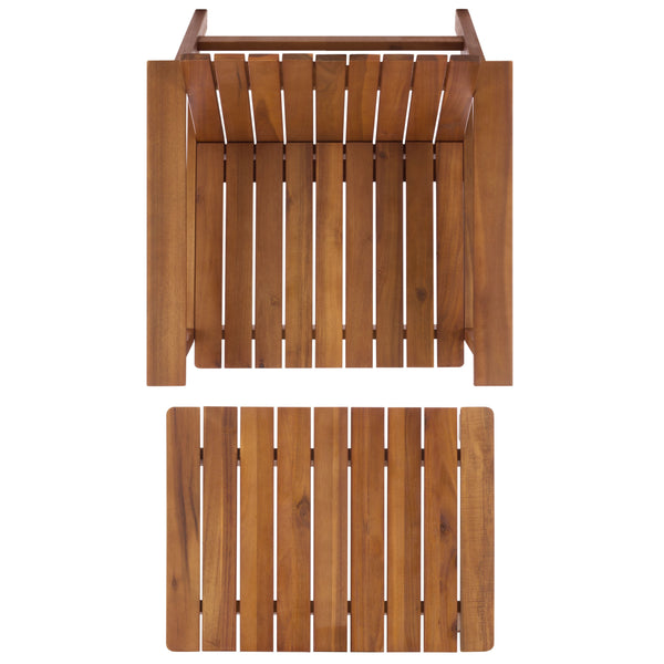 Safavieh Fallon Chair And Ottoman Set In Natural - Stylish Acacia Design For Elegant Outdoor Relaxation Natural Acacia Pat7333a