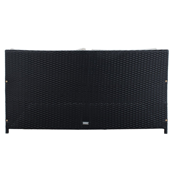 Safavieh CADEO Outdoor Daybed – Luxurious Wicker Frame with Plush Cushions for Relaxing Poolside Retreat Black / Beige PAT7500A