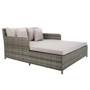 Safavieh CADEO Outdoor Daybed – Luxurious Wicker Frame with Plush Cushions for Relaxing Poolside Retreat Grey / Grey PAT7500B