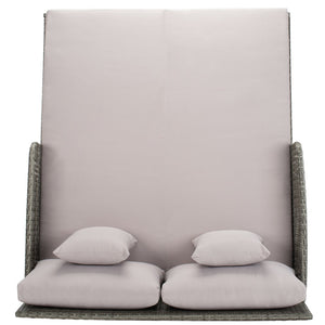 Safavieh CADEO Outdoor Daybed – Luxurious Wicker Frame with Plush Cushions for Relaxing Poolside Retreat Grey / Grey PAT7500B