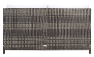 Safavieh CADEO Outdoor Daybed – Luxurious Wicker Frame with Plush Cushions for Relaxing Poolside Retreat Grey Brown / White PAT7500C