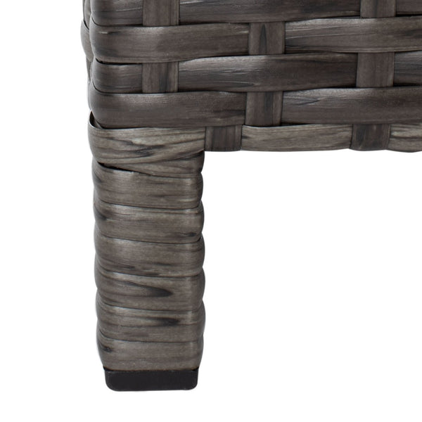 Safavieh CADEO Outdoor Daybed – Luxurious Wicker Frame with Plush Cushions for Relaxing Poolside Retreat Grey Brown / White PAT7500C