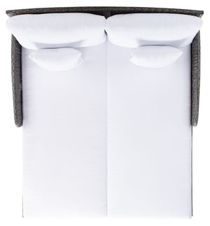 Safavieh CADEO Outdoor Daybed – Luxurious Wicker Frame with Plush Cushions for Relaxing Poolside Retreat Grey Brown / White PAT7500C