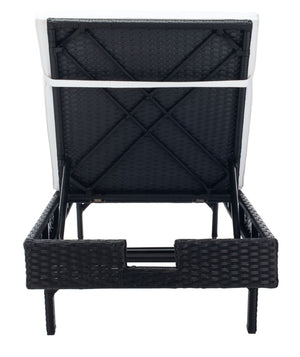 Safavieh CAM Sunlounger - Stylish Adjustable Outdoor Lounger with Premium Cushion for Ultimate Relaxation Black / Beige PAT7501A