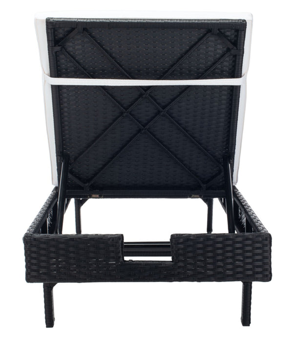 Safavieh CAM Sunlounger - Stylish Adjustable Outdoor Lounger with Premium Cushion for Ultimate Relaxation Black / Beige PAT7501A