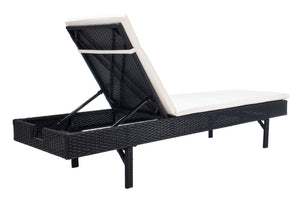 Safavieh CAM Sunlounger - Stylish Adjustable Outdoor Lounger with Premium Cushion for Ultimate Relaxation Black / Beige PAT7501A