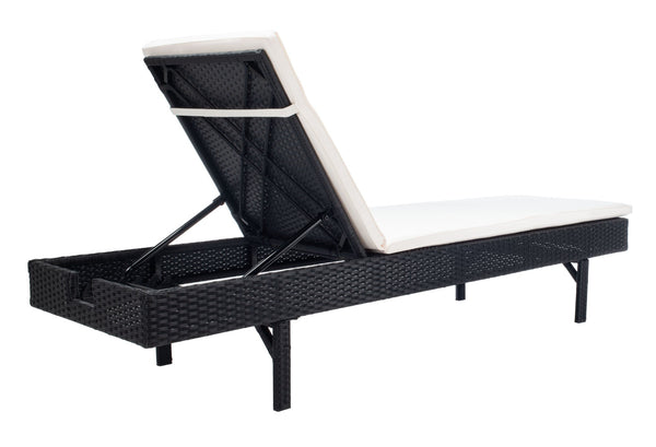 Safavieh CAM Sunlounger - Stylish Adjustable Outdoor Lounger with Premium Cushion for Ultimate Relaxation Black / Beige PAT7501A
