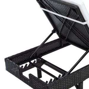 Safavieh CAM Sunlounger - Stylish Adjustable Outdoor Lounger with Premium Cushion for Ultimate Relaxation Black / Beige PAT7501A