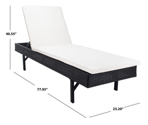 Safavieh CAM Sunlounger - Stylish Adjustable Outdoor Lounger with Premium Cushion for Ultimate Relaxation Black / Beige PAT7501A