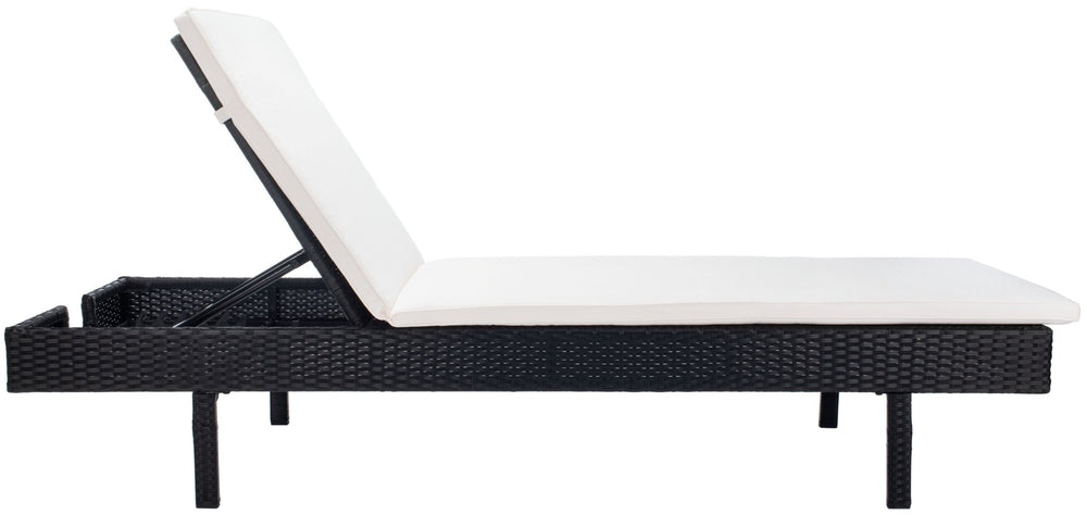 Safavieh CAM Sunlounger - Stylish Adjustable Outdoor Lounger with Premium Cushion for Ultimate Relaxation Black / Beige PAT7501A