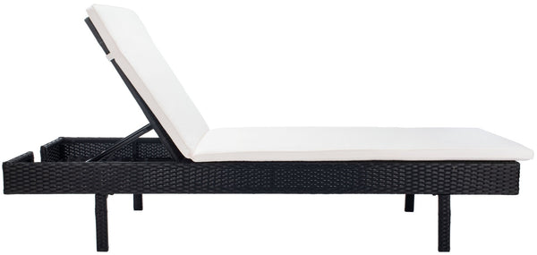 Safavieh CAM Sunlounger - Stylish Adjustable Outdoor Lounger with Premium Cushion for Ultimate Relaxation Black / Beige PAT7501A