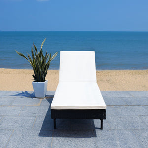 Safavieh CAM Sunlounger - Stylish Adjustable Outdoor Lounger with Premium Cushion for Ultimate Relaxation Black / Beige PAT7501A