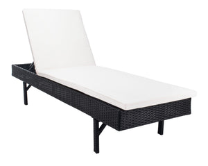 Safavieh CAM Sunlounger - Stylish Adjustable Outdoor Lounger with Premium Cushion for Ultimate Relaxation Black / Beige PAT7501A