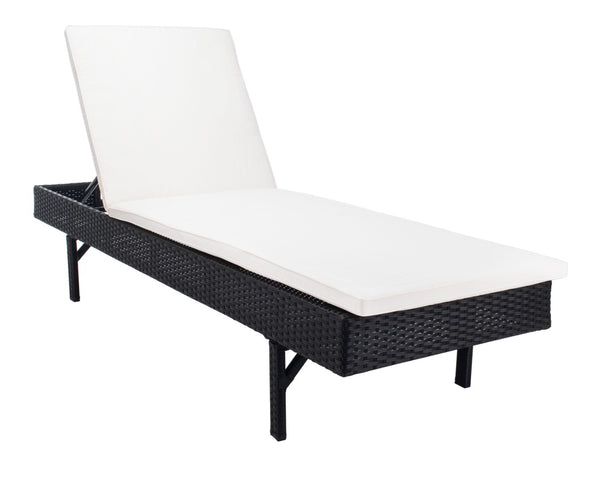 Safavieh CAM Sunlounger - Stylish Adjustable Outdoor Lounger with Premium Cushion for Ultimate Relaxation Black / Beige PAT7501A