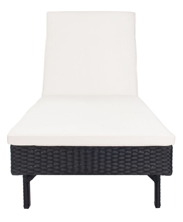 Safavieh CAM Sunlounger - Stylish Adjustable Outdoor Lounger with Premium Cushion for Ultimate Relaxation Black / Beige PAT7501A