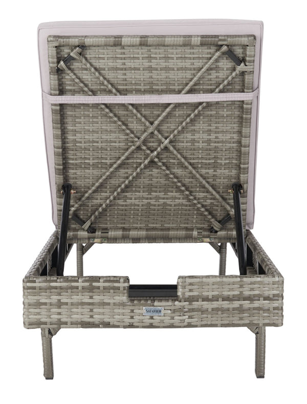 Safavieh CAM Sunlounger - Stylish Adjustable Outdoor Lounger with Premium Cushion for Ultimate Relaxation Grey / Grey PAT7501B