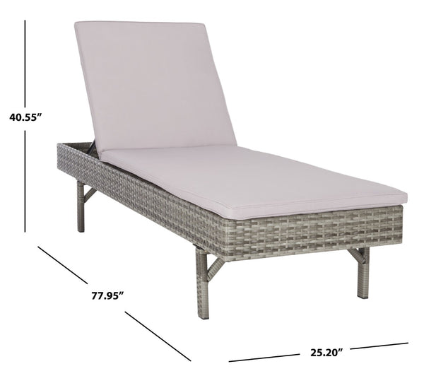 Safavieh CAM Sunlounger - Stylish Adjustable Outdoor Lounger with Premium Cushion for Ultimate Relaxation Grey / Grey PAT7501B