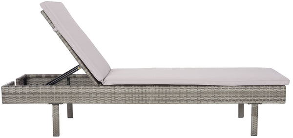 Safavieh CAM Sunlounger - Stylish Adjustable Outdoor Lounger with Premium Cushion for Ultimate Relaxation Grey / Grey PAT7501B
