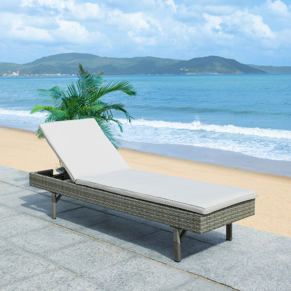Safavieh CAM Sunlounger - Stylish Adjustable Outdoor Lounger with Premium Cushion for Ultimate Relaxation Grey / Grey PAT7501B