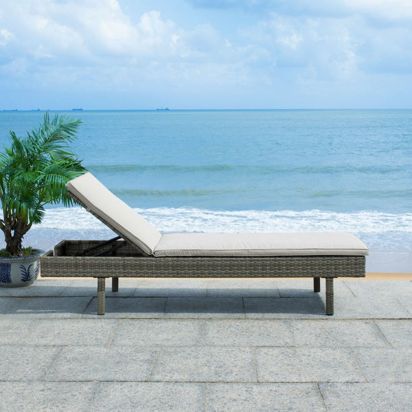 Safavieh CAM Sunlounger - Stylish Adjustable Outdoor Lounger with Premium Cushion for Ultimate Relaxation Grey / Grey PAT7501B