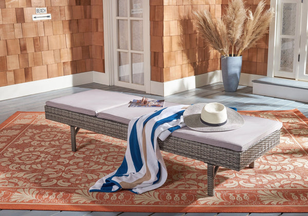 Safavieh CAM Sunlounger - Stylish Adjustable Outdoor Lounger with Premium Cushion for Ultimate Relaxation Grey / Grey PAT7501B