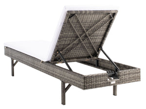 Safavieh CAM Sunlounger - Stylish Adjustable Outdoor Lounger with Premium Cushion for Ultimate Relaxation Grey Brown / White PAT7501C