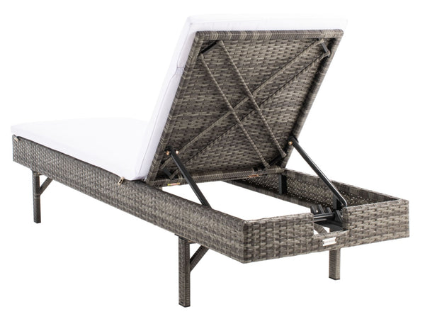 Safavieh CAM Sunlounger - Stylish Adjustable Outdoor Lounger with Premium Cushion for Ultimate Relaxation Grey Brown / White PAT7501C